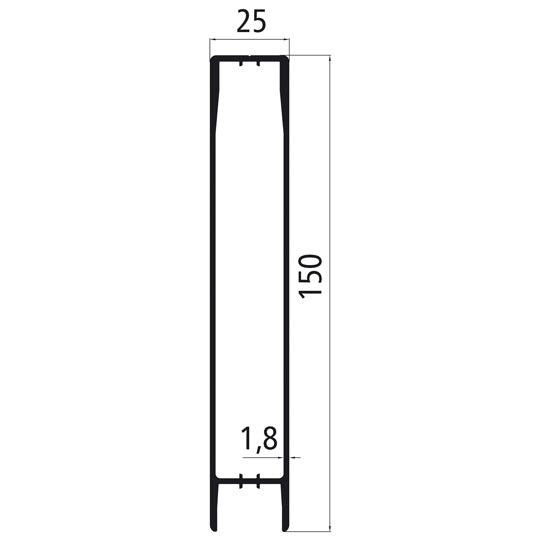 Aluminium 25 mm plug, 150 mm upper part, mill finish