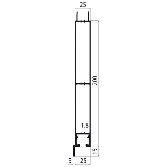 Aluminium 25 mm plug, 200 mm lower part w. flag, bR pressed
