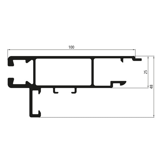 Aluminum 25 mm SL, 100 mm upper part, bright pressed