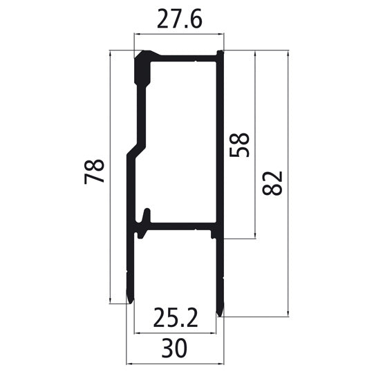 Aluminium 25 mm hollow chamber edging f. LWV, press finish