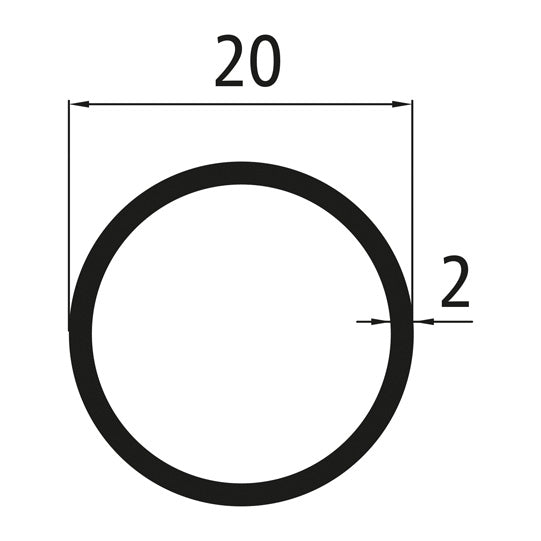 Aluminum round tube 20x2 mm, mill finish