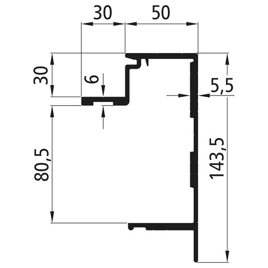 Aluminium base frame 143.5 mm, press finish