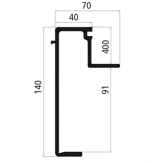 Aluminiumbasram 140 mm, pressfinish