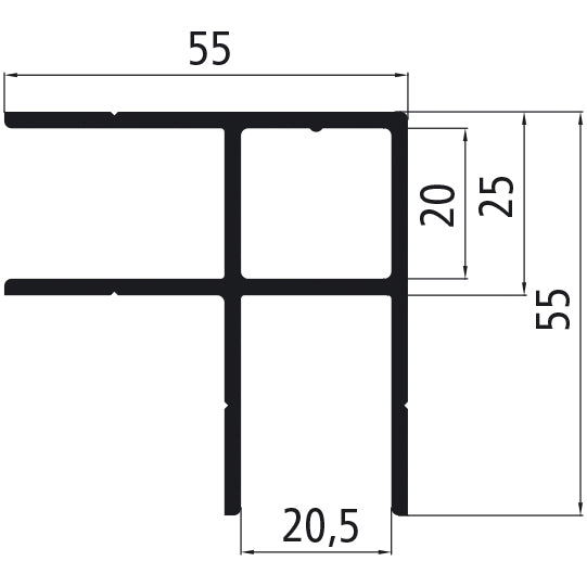 Aluminium 20 mm angle surround, anodised