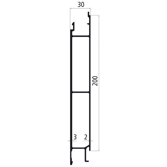 Aluminium 30 mm SL, 200 mm centre section, anodised