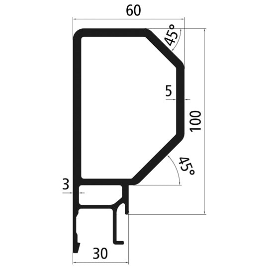 Aluminium 30 mm SL, 100 mm upper part, anodized