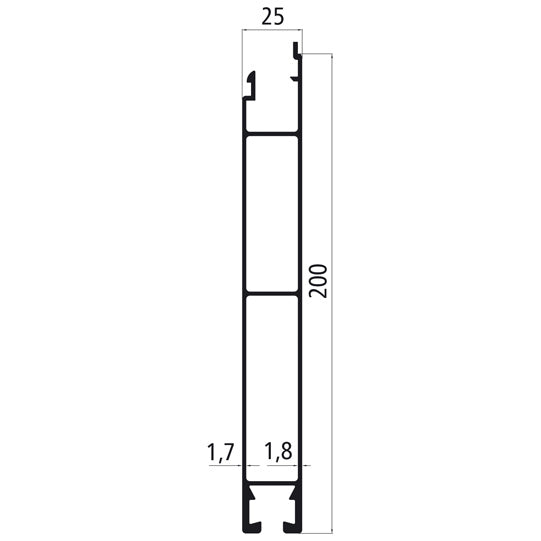Aluminium 25 mm SL, 200 mm lower part, anodised