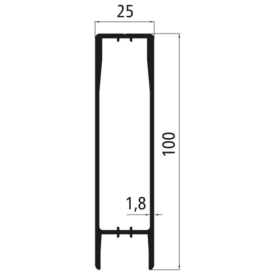 Aluminium 25 mm plug, 100 mm upper part, anodised