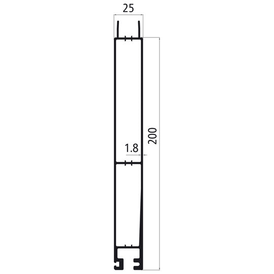 Aluminium 25 mm plug, 200 mm lower part, anodised