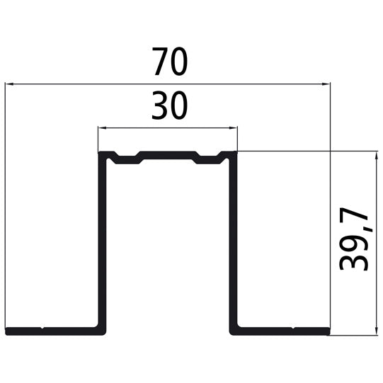 Cross bow hat profile aluminium for roof straps, anodized