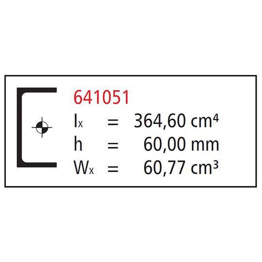 Alumiininen U-profiili 60x120x60x8 mm. anodisoitu