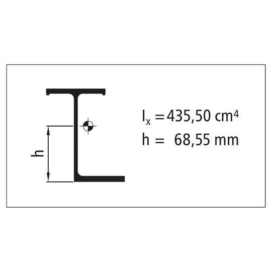 Aluminium subframe profile 130mm, anodised