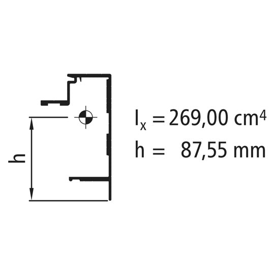 Aluminiumbasram 143,5 mm, anodiserad
