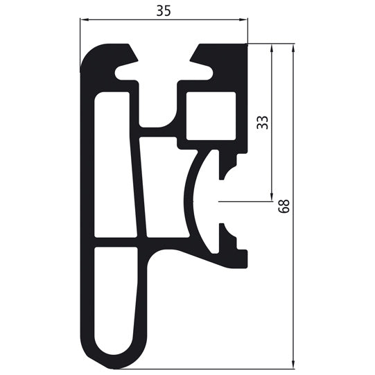 Aluminium combi bumper w/ airline channel, w/ milling, anodized