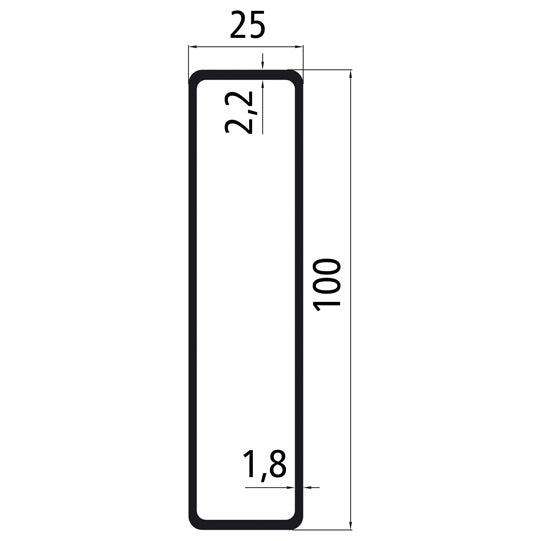 Aluminium 25 mm insertion plate, 100 mm, black anodized