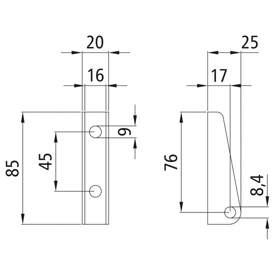 Bearing shoe/gas spring shoe, SS, dropside lifting aid 3.0 top