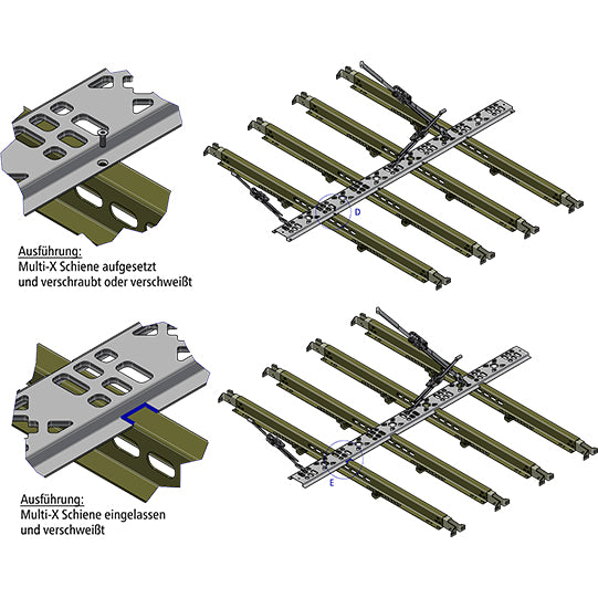Multi-X floor lashing rail, raw steel, 43 mm (40+3), 2400 mm