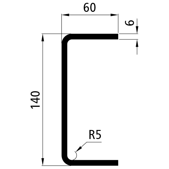 SSP3 subframe, U-profile 140/60/6mm, 8000 mm length, galvanized