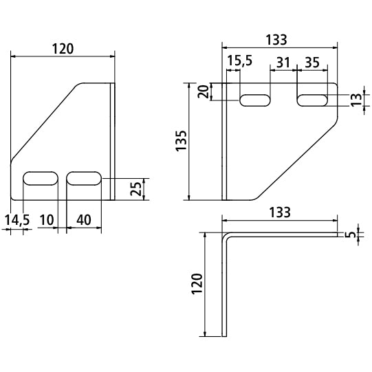 SSP3 screw-on bracket, galvanized steel, left