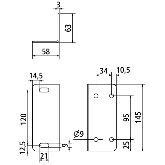 SSP3 Mounting bracket for dropside brakes, front/rear
