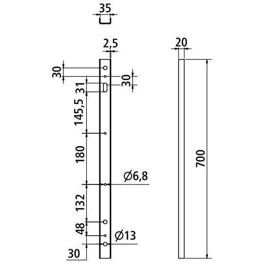 Front pillar reinforcement SSPL-CS Light PWP Trailer Kit