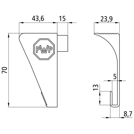 End cap, L, f. reflector strip