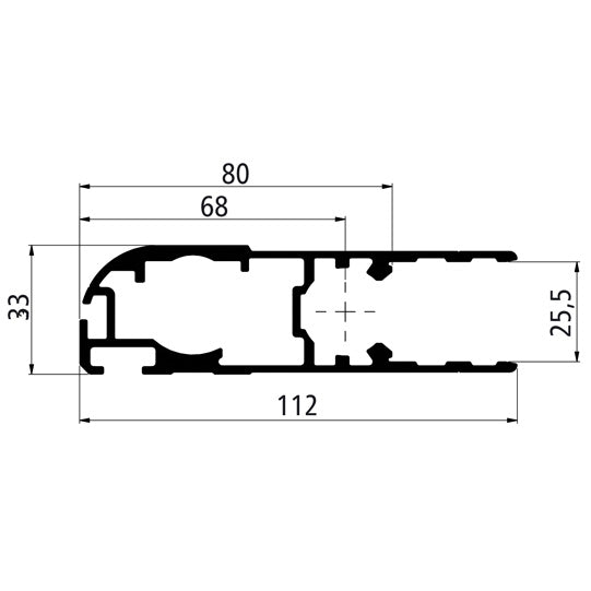 Door profile 25 mm, length 6300 mm