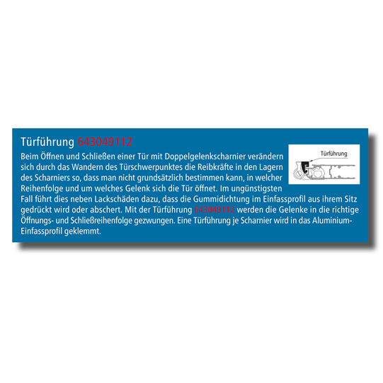 Door guide, for double-hinged + center hinge