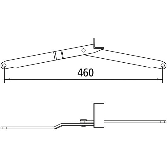 Edscha-tasausliitin, vasen, DN 0 mm, 460 mm