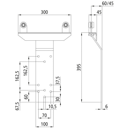 Edscha-pylväskärry, KTL-pinnoitettu, 34 mm siirtymä