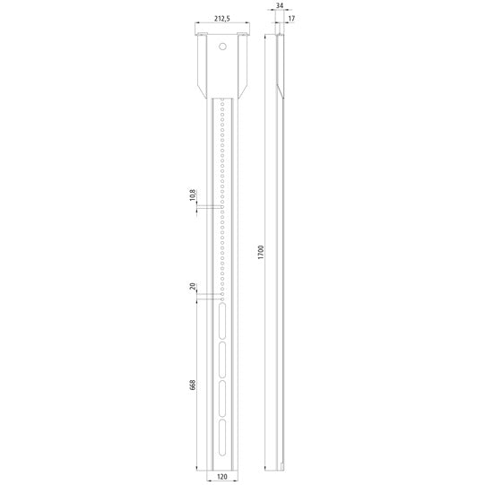 Edscha CS -liukukisko BG suora. nimelliskorkeus 1700 mm