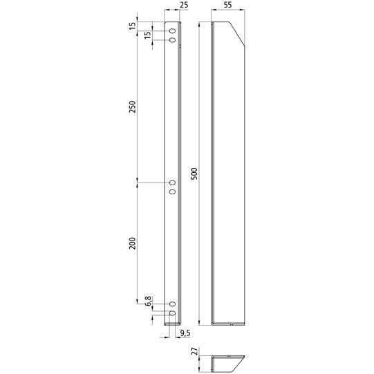 Edscha insert pocket, long, L, galvanised stl.