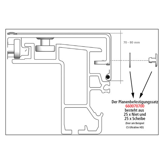 Edscha tarpaulin fastening set, for 25 bows