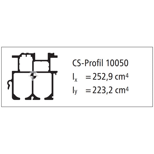 Curtain sider profile 10050, len. 9500 mm, overall H 100 mm