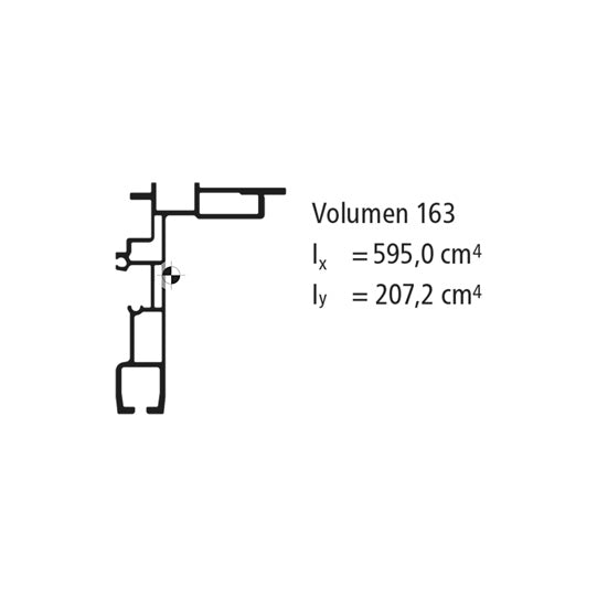 volym 163, längd 16280 mm, konstruktionshöjd 163 mm