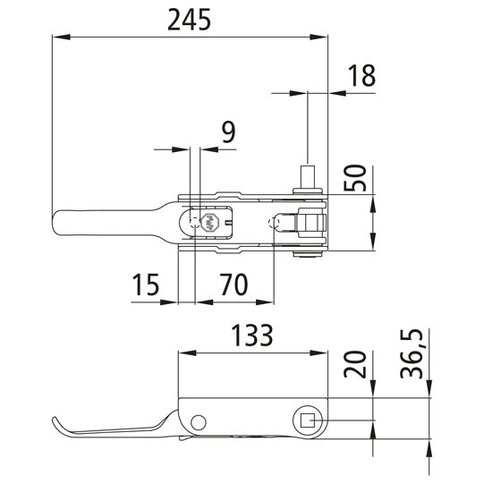 Tensioning ratchet PWP Tender, L, square 12 mm