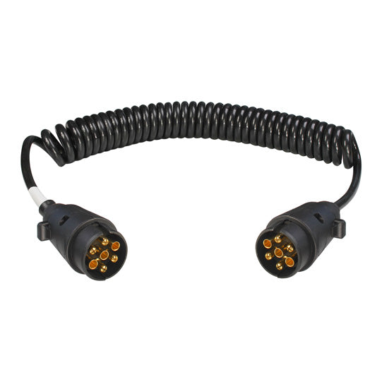 Spiral connecting cable 7-pin, 12 V, ISO 1724, stretched 3 m