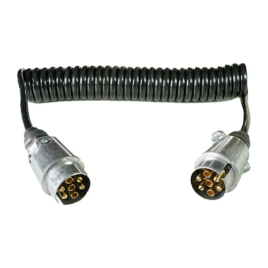 Spiral connecting cable 7-pin aluminium, 12 V, ISO1724, 3 m lon