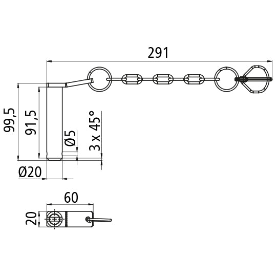 004422202 Bolt w/ chain f. hold-down device