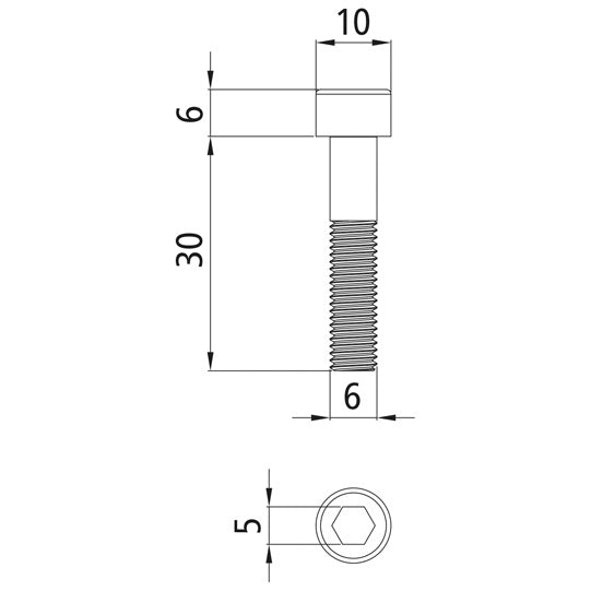 Sexkantsskruv, galvaniserat stål, M6 x 30 - 8.8, DIN 912