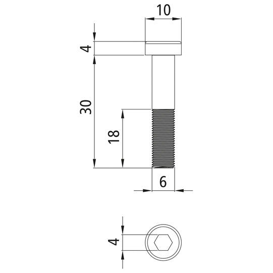 Kuusiokantaruuvi. sinkittyä terästä. M 6 × 30 - 8.8. DIN 7984