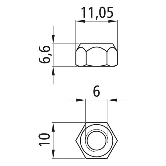 Sexkantsmutter med klämdel, självlåsande, förzinkad, M6, fast 8