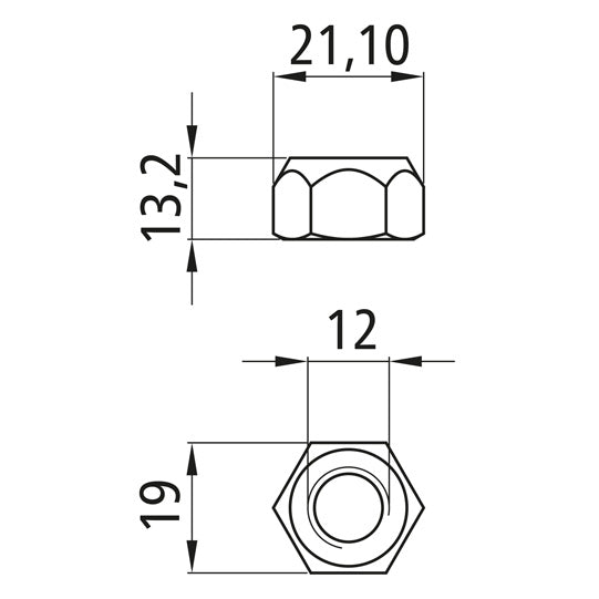 Hexagon nut w. clamping part, self-locking, M12, fix. 10