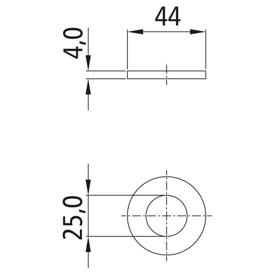 Aluslevy, sinkitty, sisä-Ø 25 mm