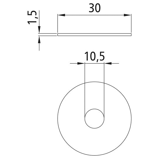 Mudguard washer, galvanized, scuffed, 10.5 x 30 x 1.5 mm