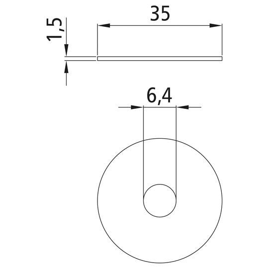 Mudguard washer, galvanized, scuffed, 6.4 x 35 x 1.5 mm