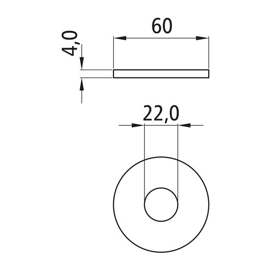 Bricka, galvaniserad, inner-Ø 22 mm, ytter-Ø 60 mm