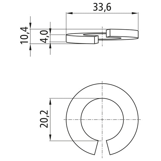 Jousialuslevy. sinkitty. A 20. sisä-Ø 20.2 mm. M 20 -kierteelle