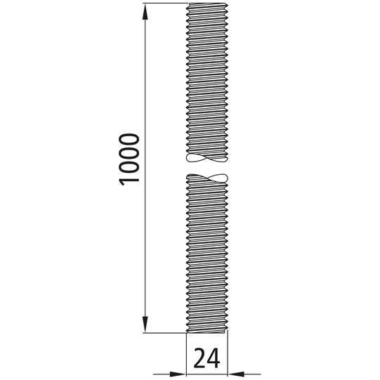 Threaded rod, galvanized, M 24 x 1000, 8.8