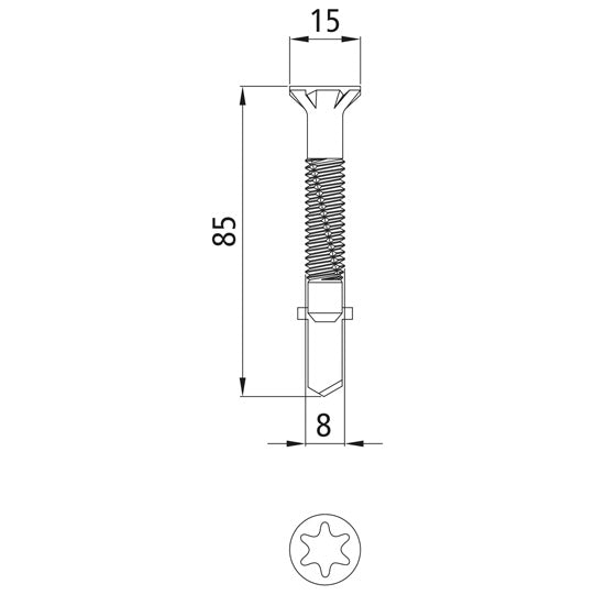 Self-drilling screw, TORX T40, 8.0 x 85 mm, galv.
